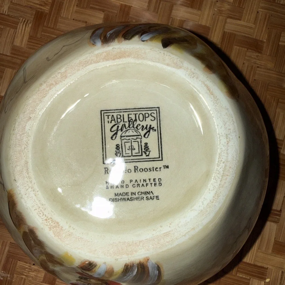 Tabletops‎ Gallery Romalo Rooster Bowls Set 2 Hand Painted Farmhouse Kitchen